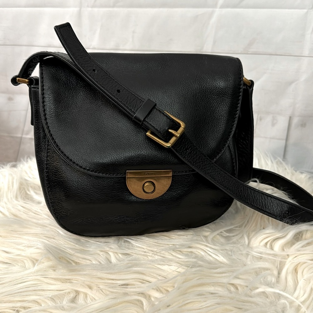 Fossil Emi Black Pebbled Leather Small Crossbody Bag